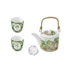 Ceylon - Théière Avec Infuseur Métal Et 2 Tasses - Porcelaine - Multicolore