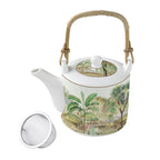 Ceylon - Théière Avec Infuseur Métal Et 2 Tasses - Porcelaine - Multicolore