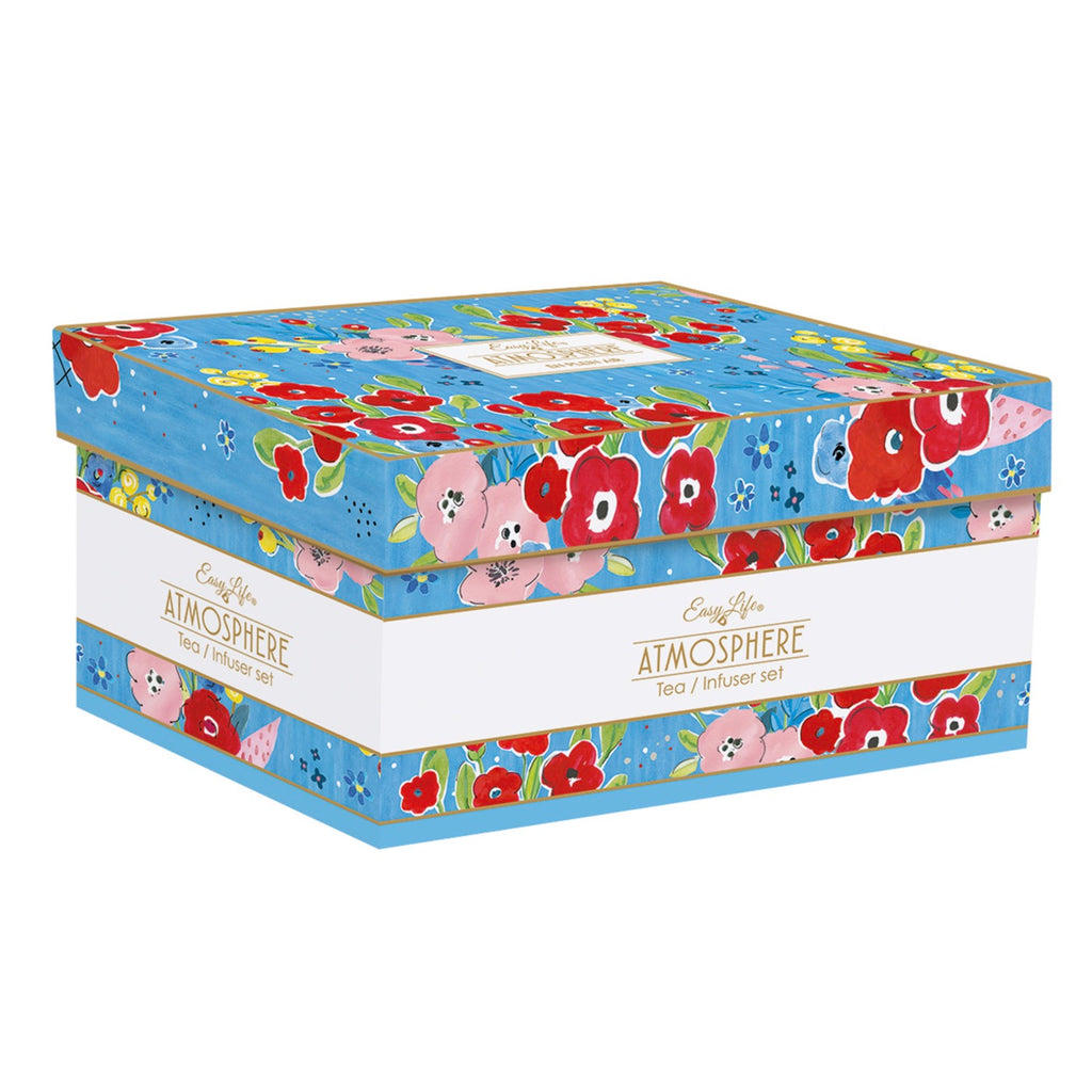 En Plein Air - Théière Avec Infuseur Métal Et 2 Tasses - Porcelaine - Multicolore