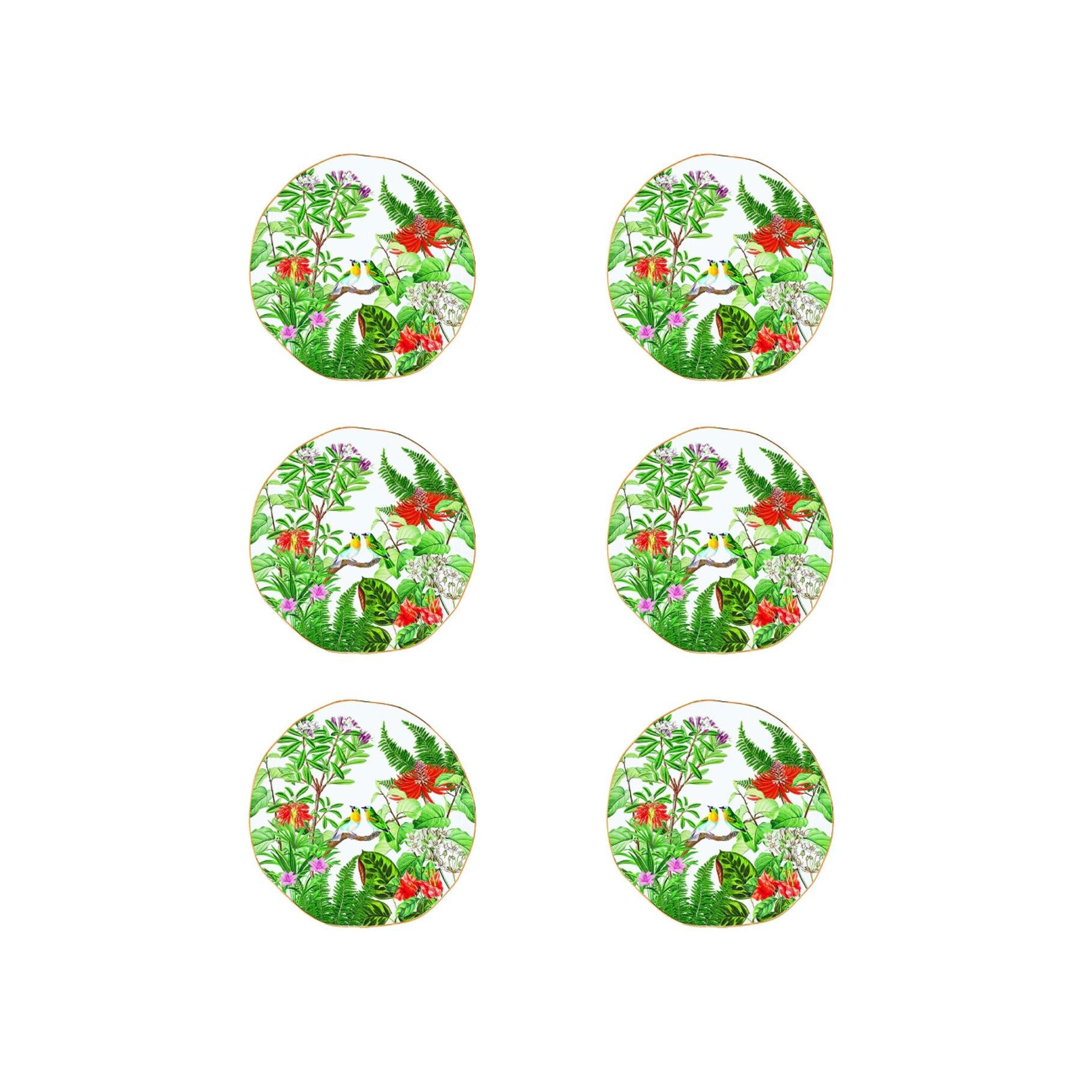 Exotica - Set De 6 Assiettes - Porcelaine - Multicolore