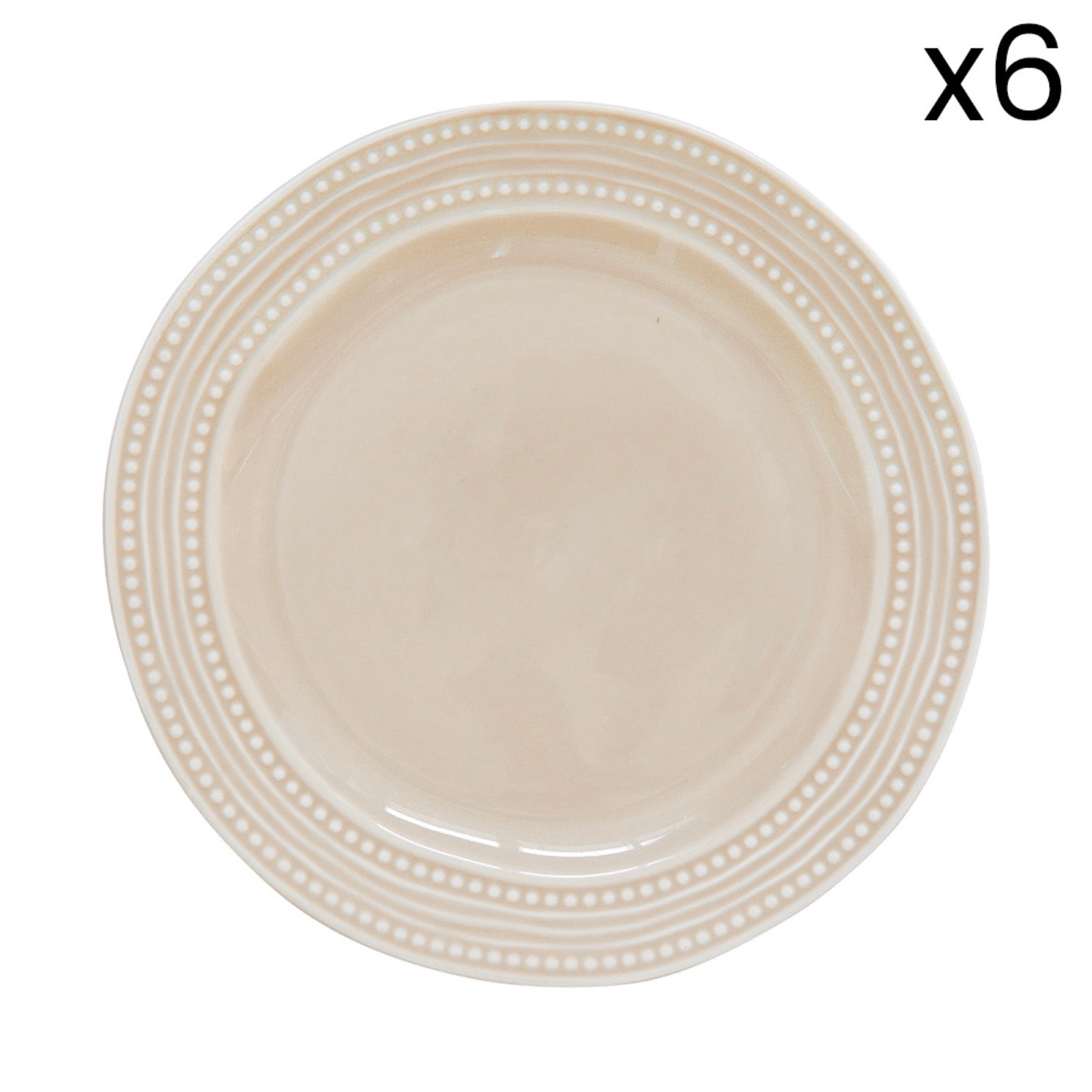 Abitare - Set of 6 Dinner Plates - Porcelain - Beige