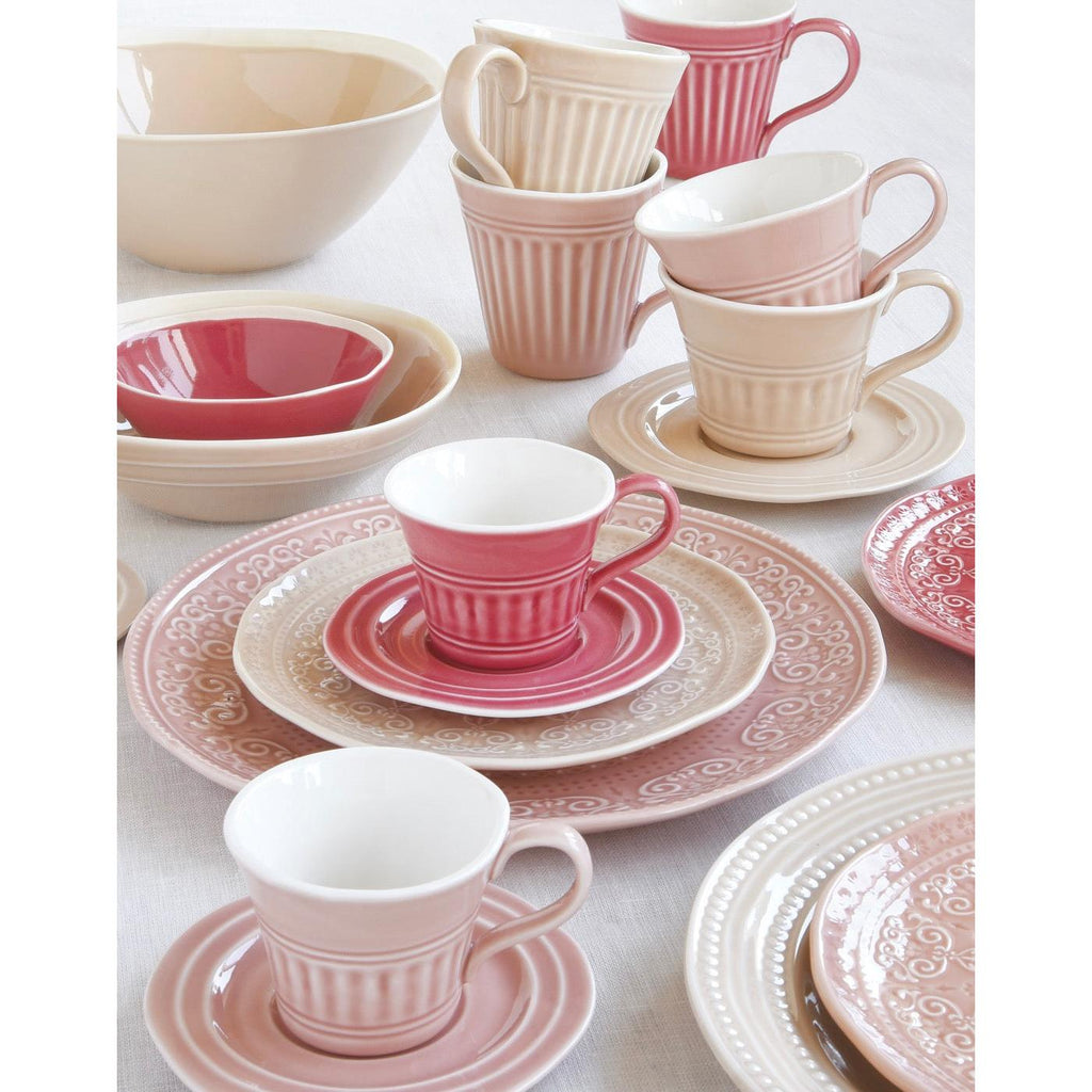 Abitare - Set of 6 Relief Dessert Plates - Porcelain - Beige