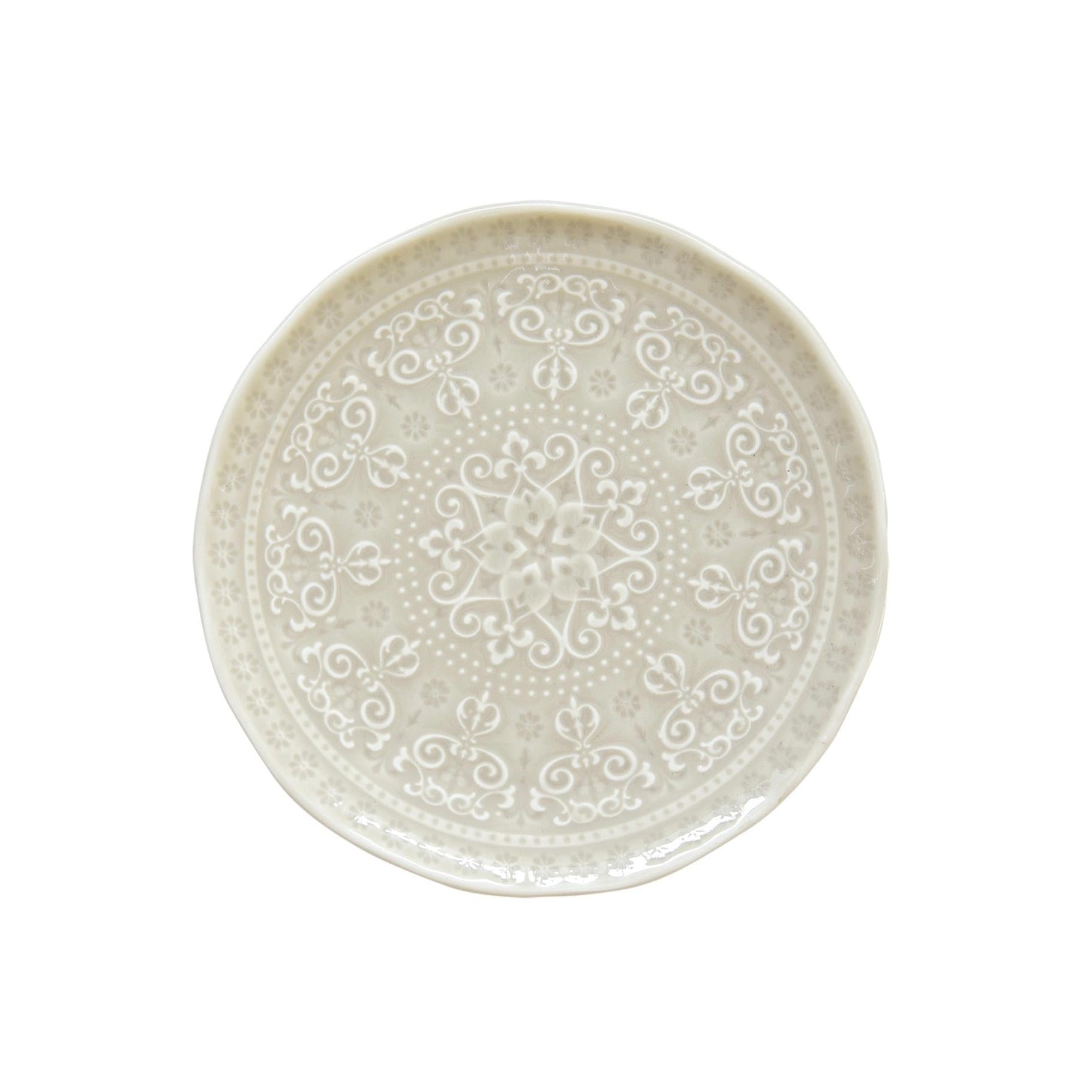 Abitare - Set De 6 Assiettes À Dessert En Relief - Porcelaine - Gris Clair