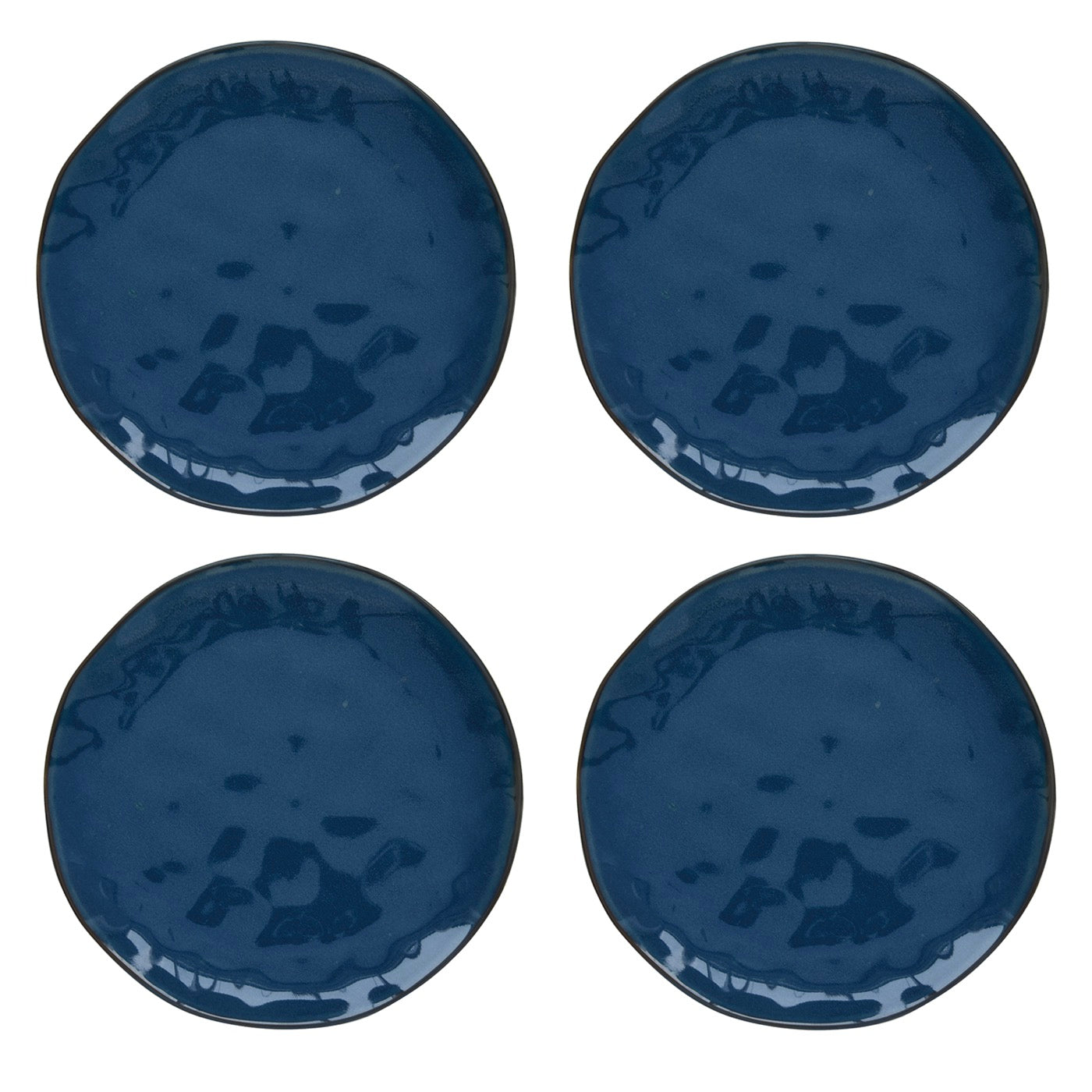 Interiors - Set De 4 Assiettes Plates - Porcelaine - Bleu