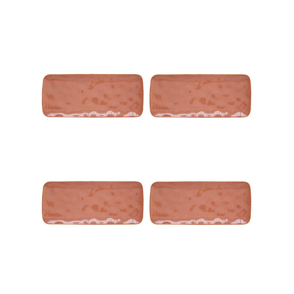 Interiors - Set De 4 Assiettes Rectangulaires - Porcelaine - Brique