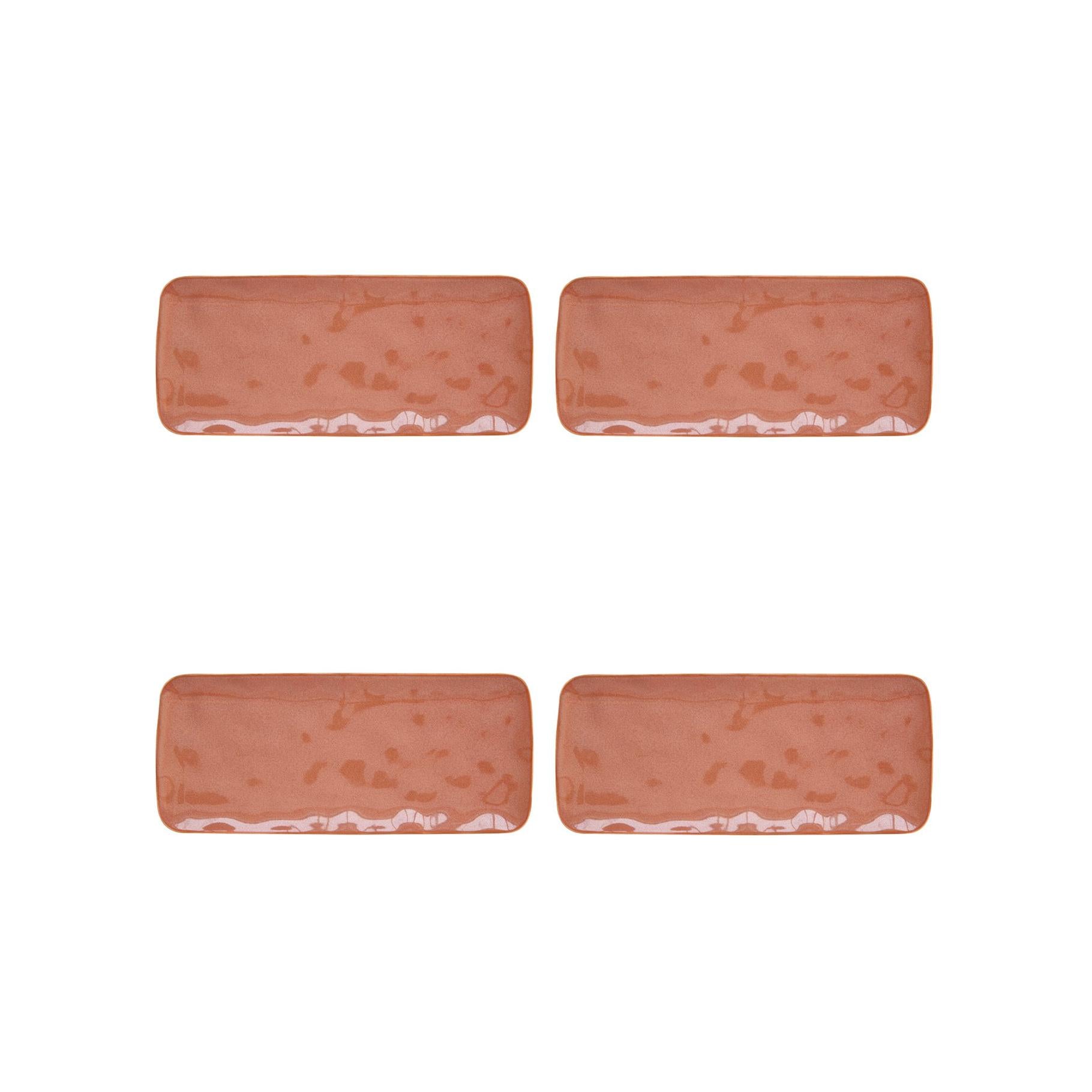 Interiors - Set De 4 Assiettes Rectangulaires - Porcelaine - Brique