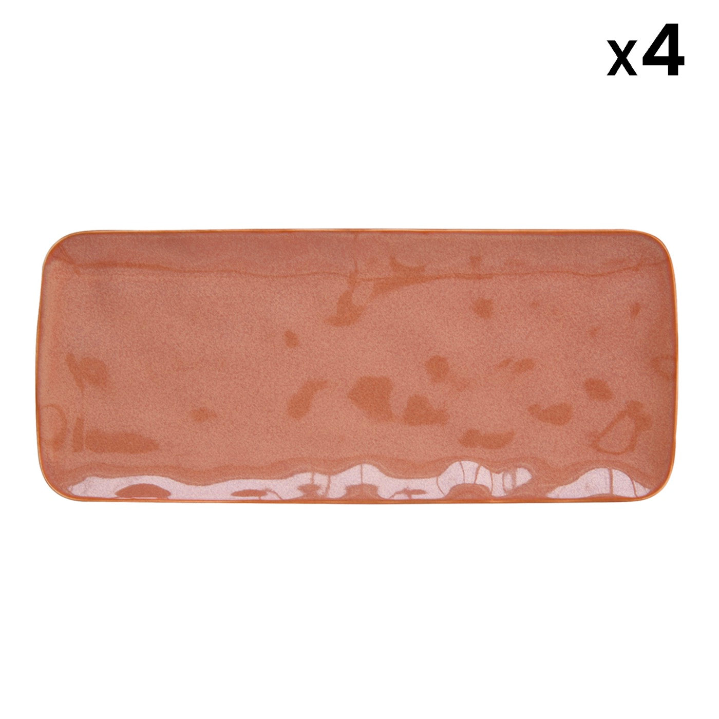 Interiors - Set De 4 Assiettes Rectangulaires - Porcelaine - Brique