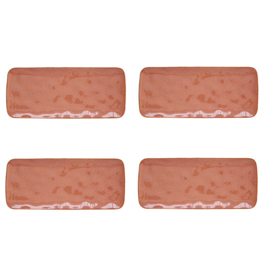 Interiors - Set De 4 Assiettes Rectangulaires - Porcelaine - Brique