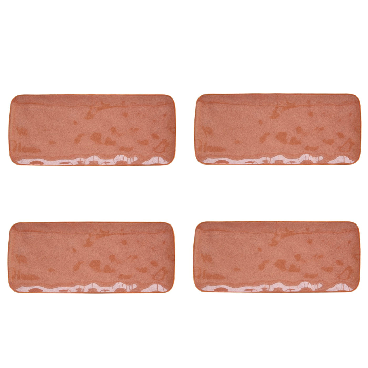 Interiors - Set De 4 Assiettes Rectangulaires - Porcelaine - Brique