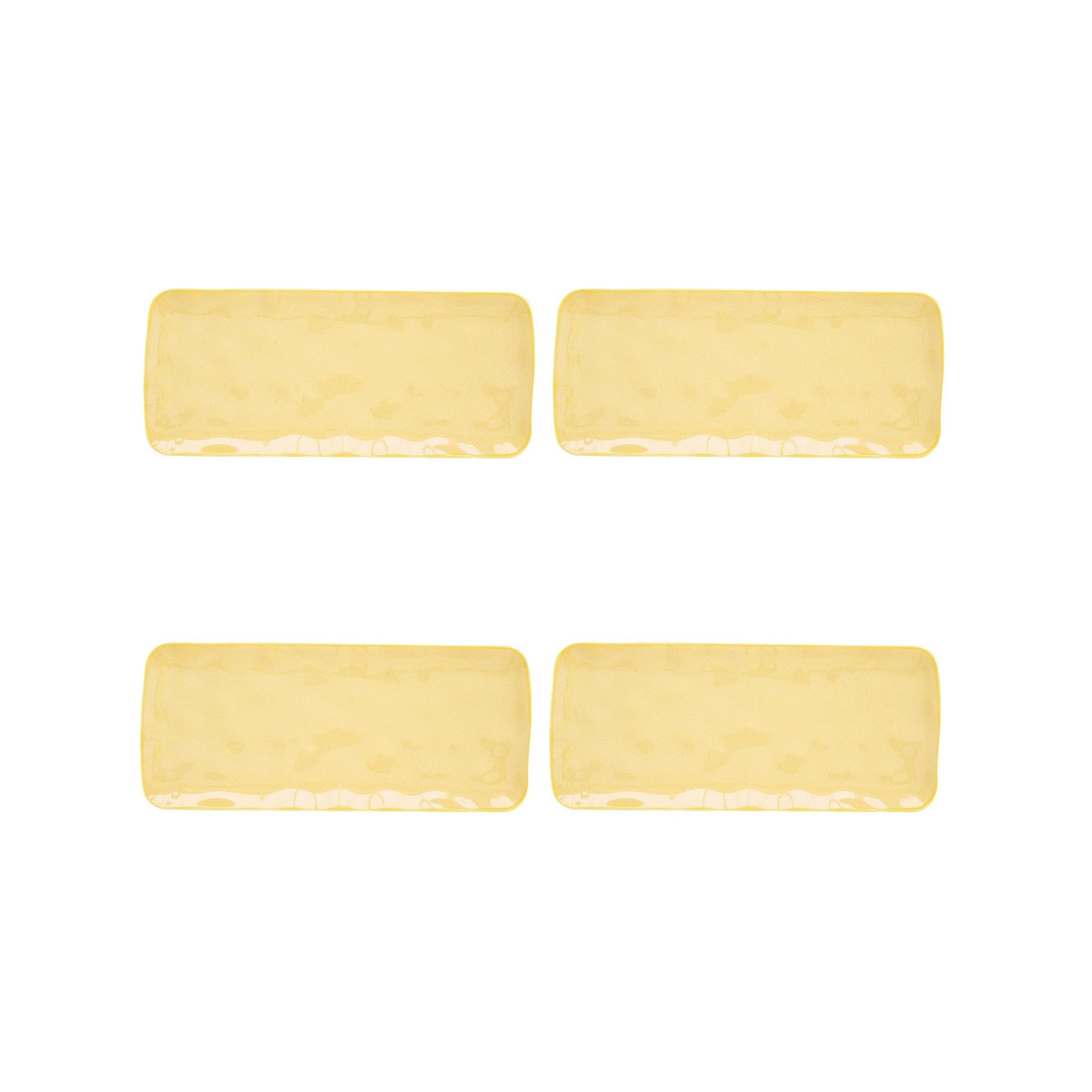 Interiors - Set De 4 Assiettes Rectangulaires - Porcelaine - Jaune