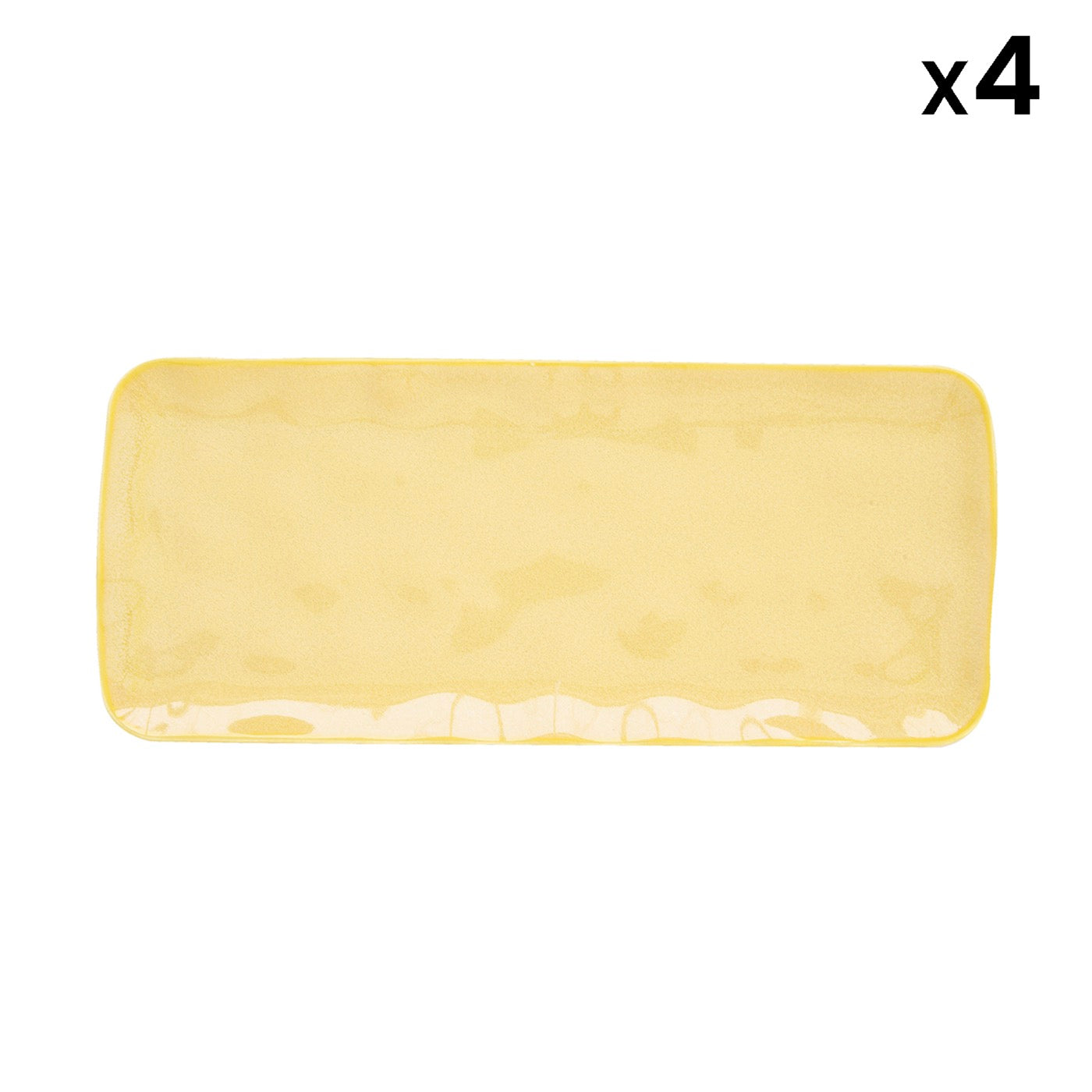 Interiors - Set De 4 Assiettes Rectangulaires - Porcelaine - Jaune