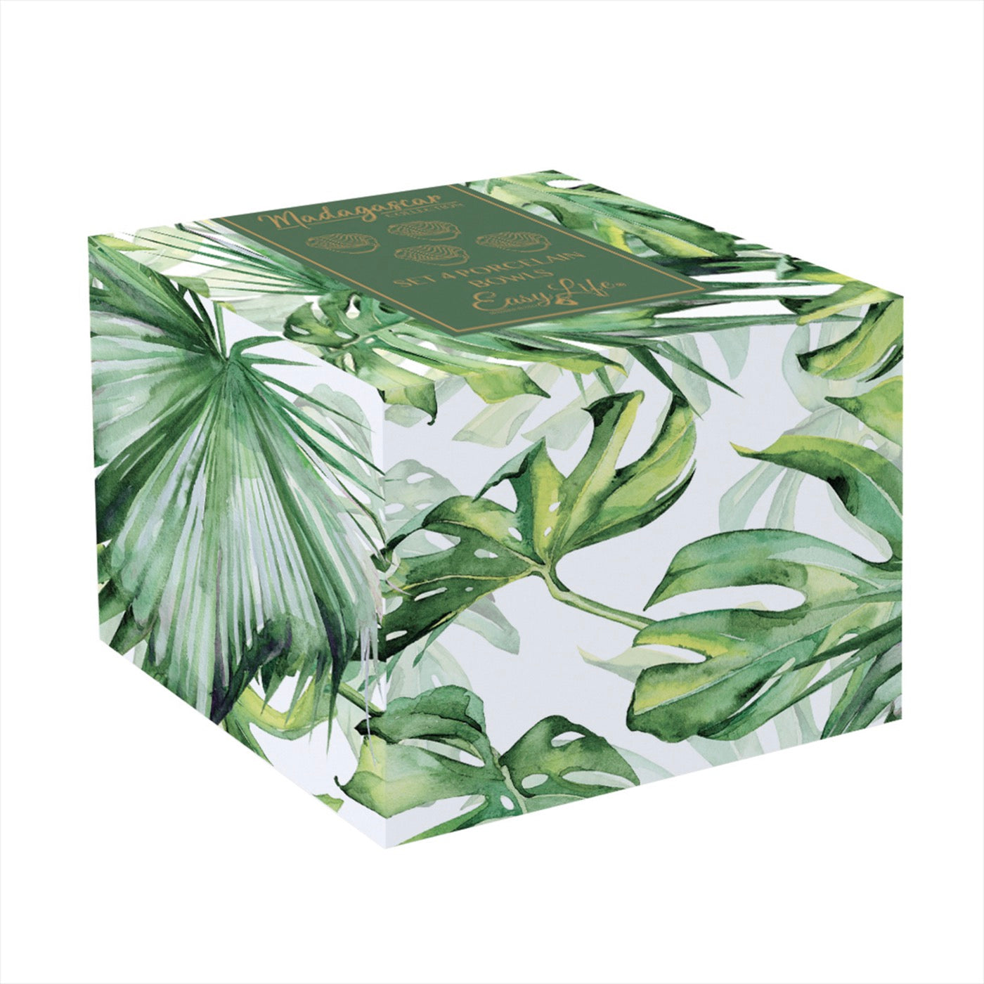 Madagascar - Set Of 4 Mini Leaf Bowls - Porcelain - Green