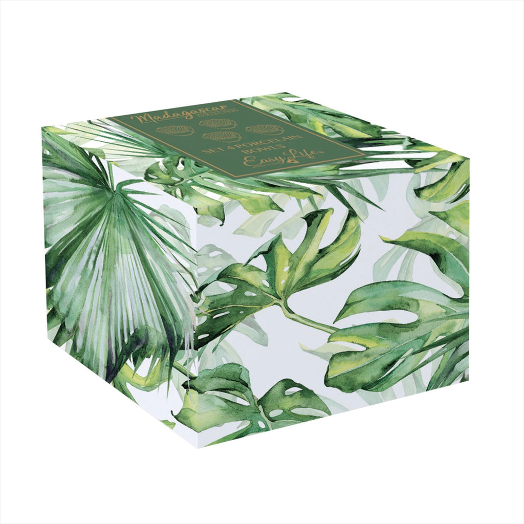 Madagascar - Set Of 4 Mini Leaf Bowls - Porcelain - Light Green