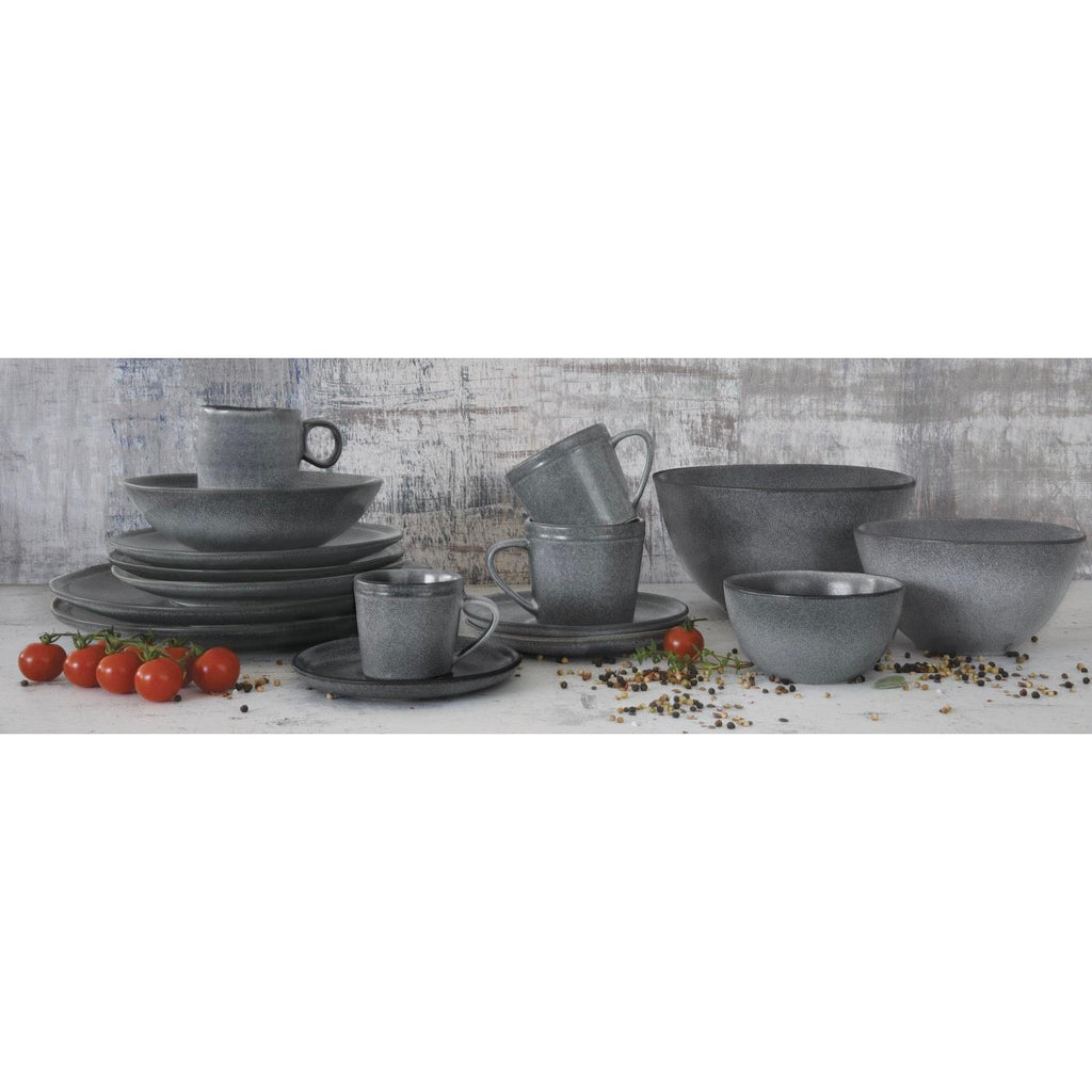 Essential - Set De 4 Assiettes Plates - Grès - Gris Foncé