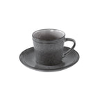 Essential - Set De 6 Tasses Avec Soucoupes - Grès - Gris Foncé