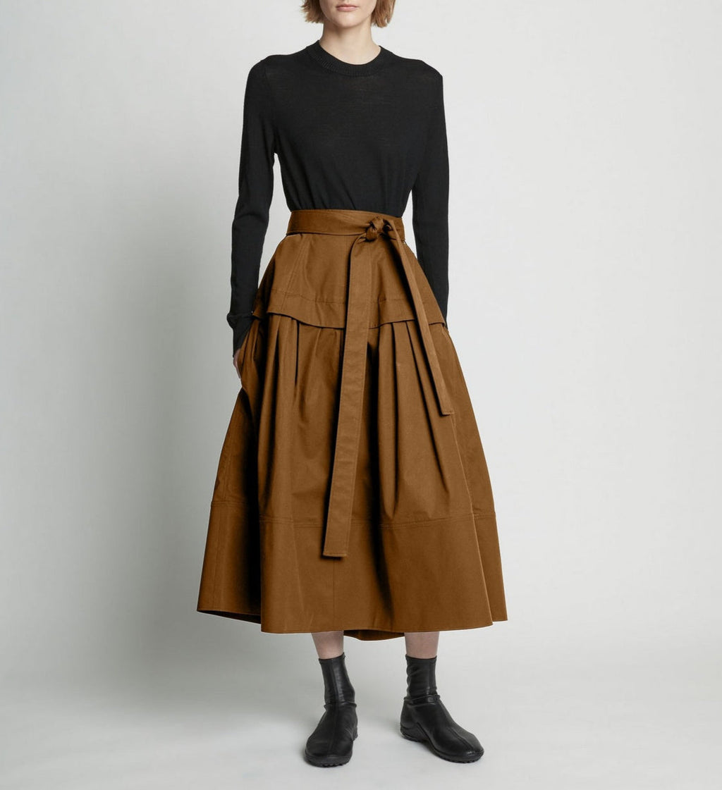 Proenza Schouler - Poplin Belted Skirt - Tobacco - Femme