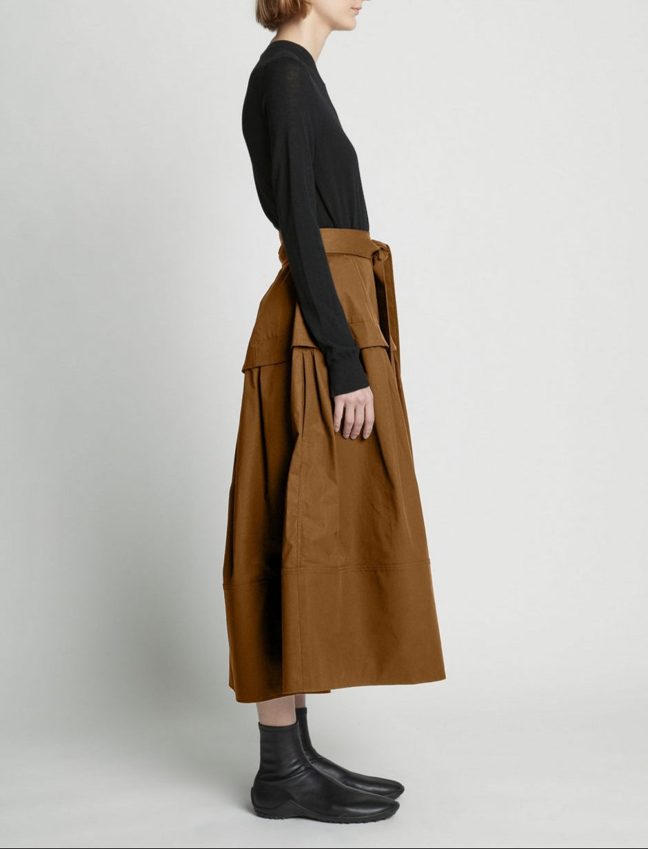 Proenza Schouler - Poplin Belted Skirt - Tobacco - Femme