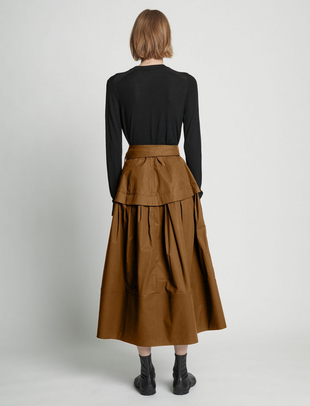 Proenza Schouler - Poplin Belted Skirt - Tobacco - Femme