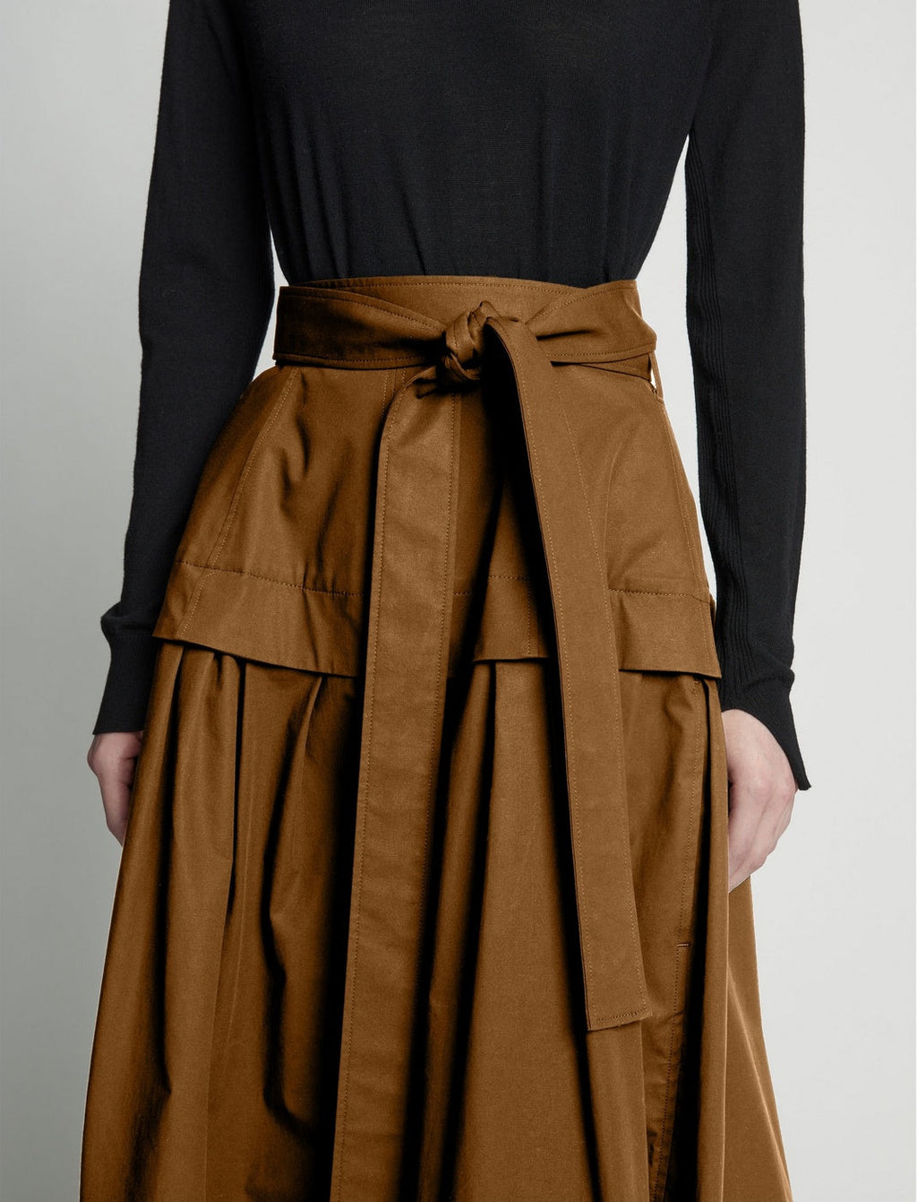 Proenza Schouler - Poplin Belted Skirt - Tobacco - Femme
