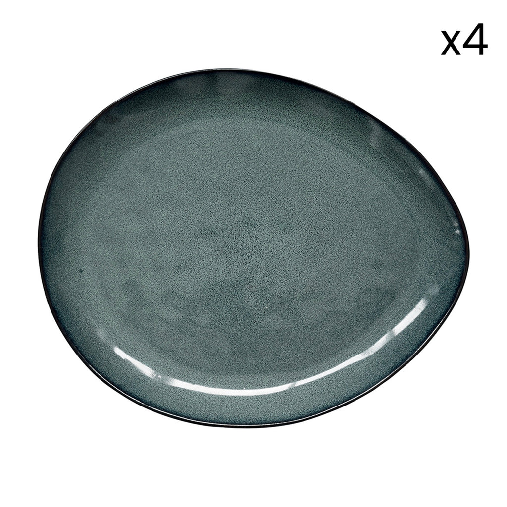 Genesis - Set De 4 Assiettes Plates - Grès - Vert