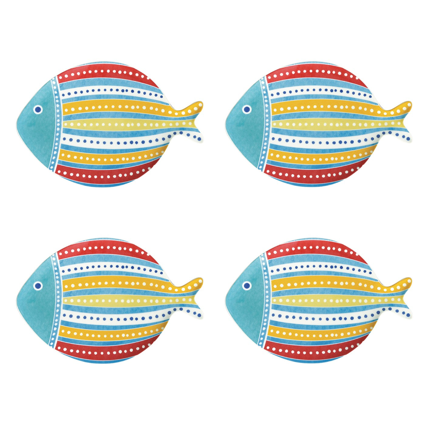 Sea Friends - Set De 4 Assiettes Version 2 - Porcelaine - Multicolore