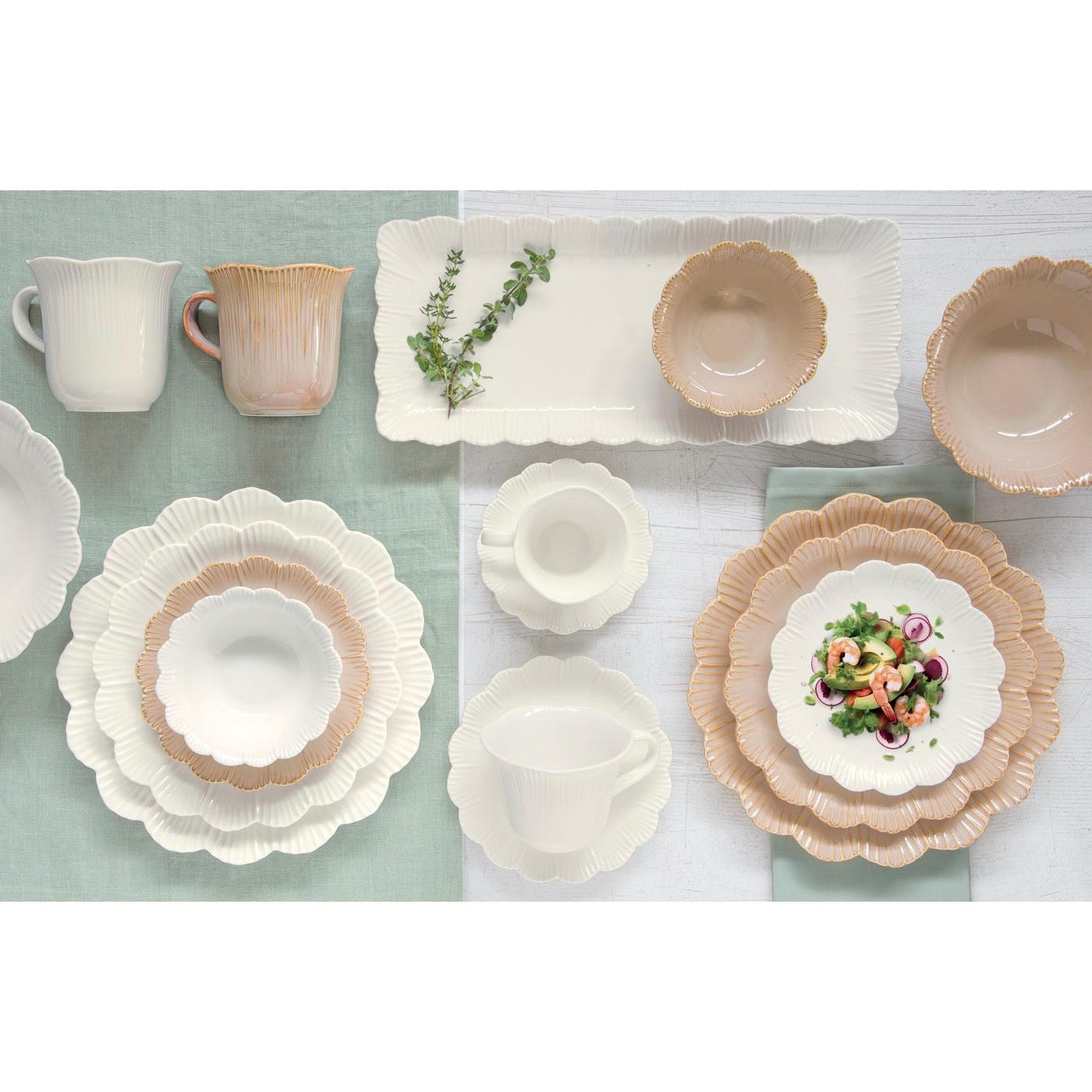 Fleuri - Set Of 6 Deep Plates - Porcelain - White