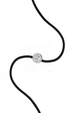 Diamanta – Bracelet Corde "Mon Parfait Noir" Diamant D0,10/1, bracelet en fil noir avec un diamant rond serti clos en argent