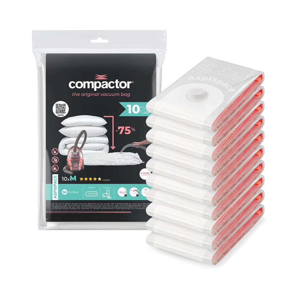 Lot 10 Sacs Rangement Sous Vide Aspispace - 2 Tailles