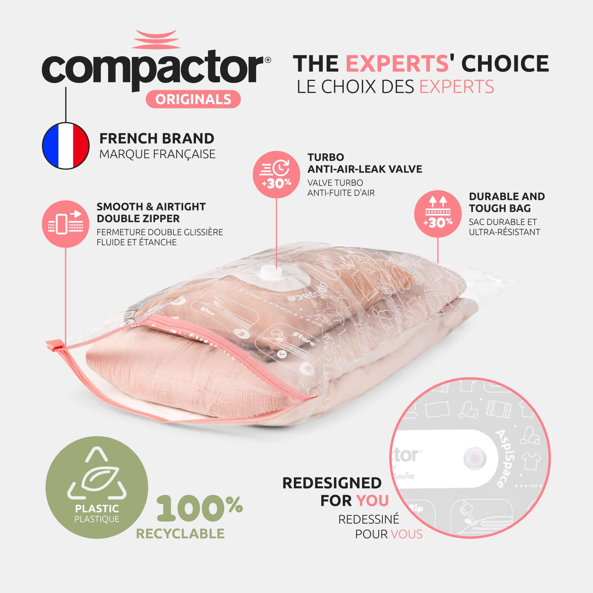 Lot De 10 Sacs De Rangement Sous Vide Aspispace - Tailles M+L