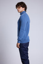 Maglione Collo Alto Con Zip Rayman - Blu Jeans - Uomo - 100% Cashmere