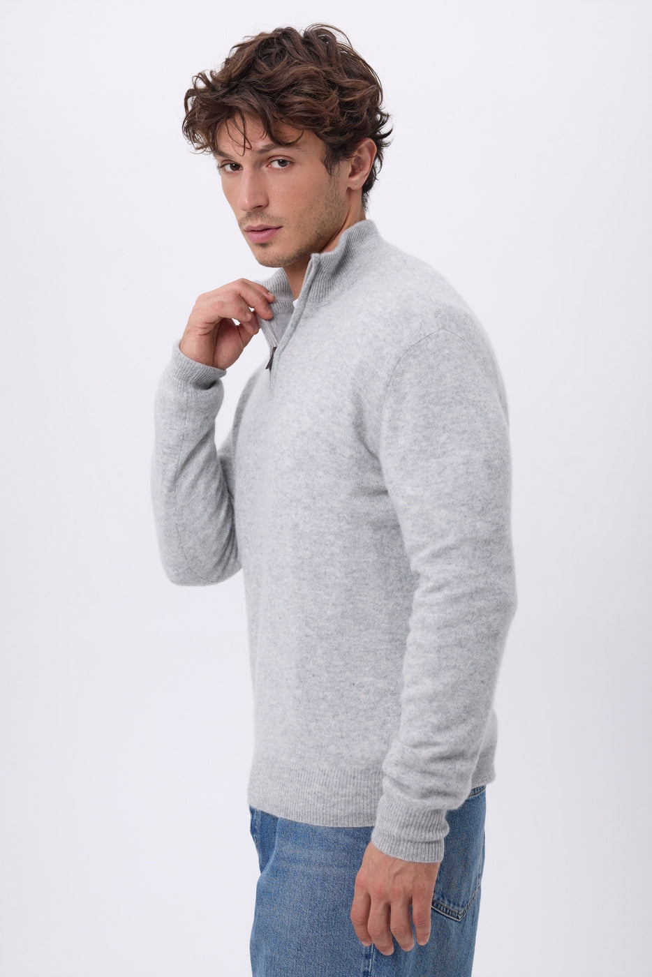 Jersey de cuello alto con cremallera Rayman - Gris claro - Hombre