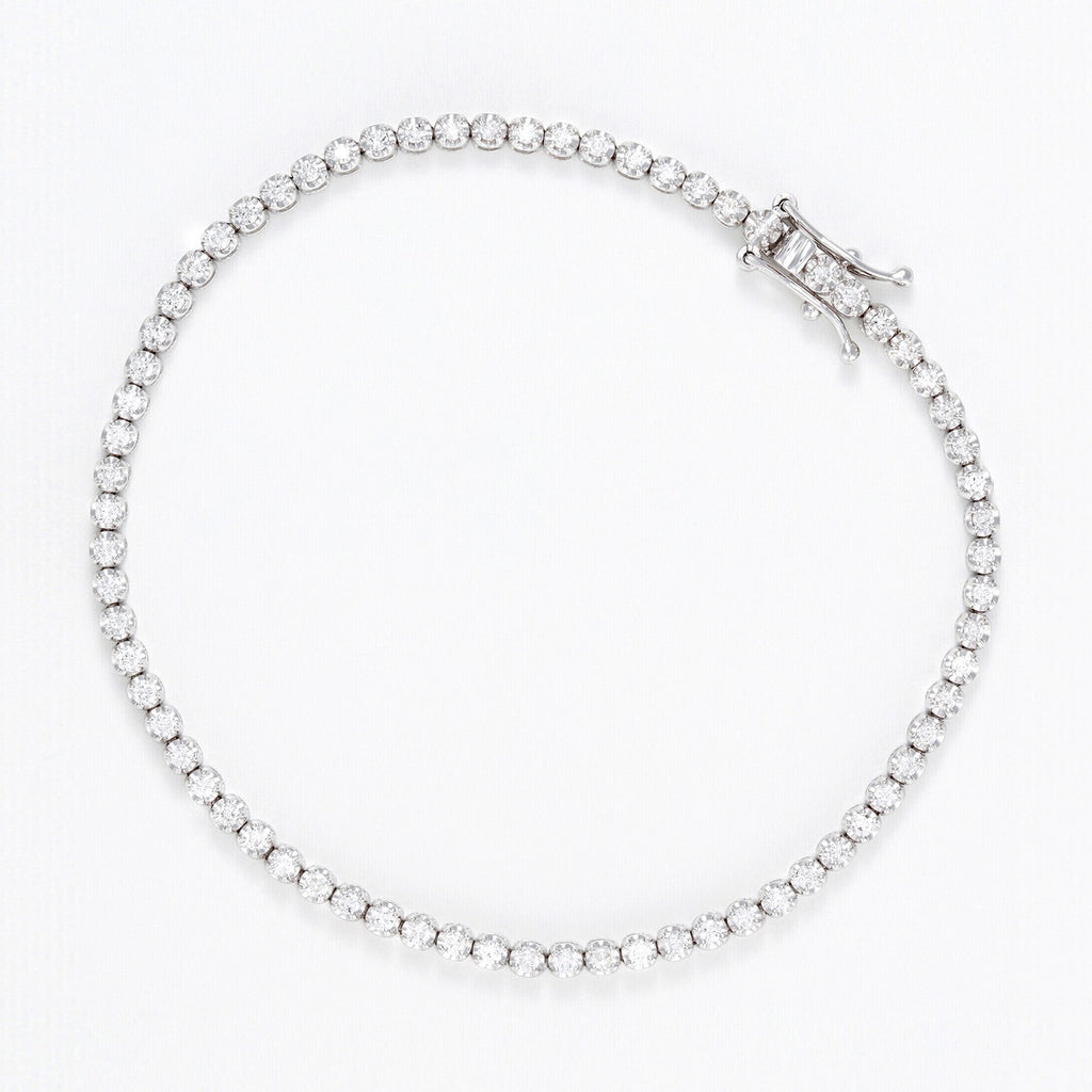 Bracelet " Rivière 1 Carat" D1Ct/65 - Or Blanc 375/1000