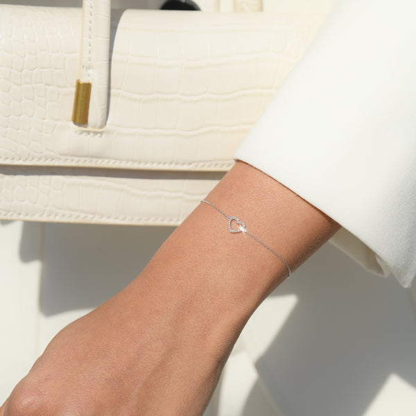 Bracelet "Tu Portes Mon Coeur" Diamants 0,05/24 - Or Blanc 375/1000