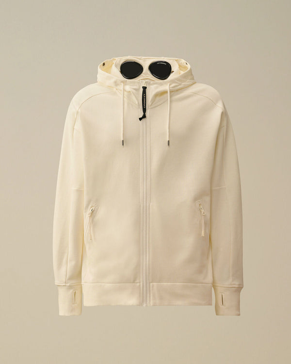 CP Company - Diagonal Fleece Goggle Zip Hoodie – White