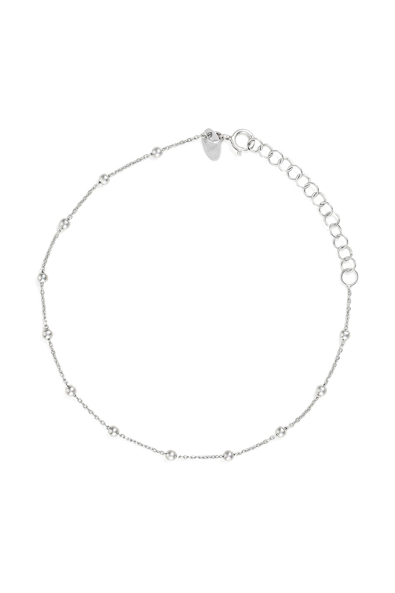 Bracelet Chaîne Boule En Or Blanc 375/1000