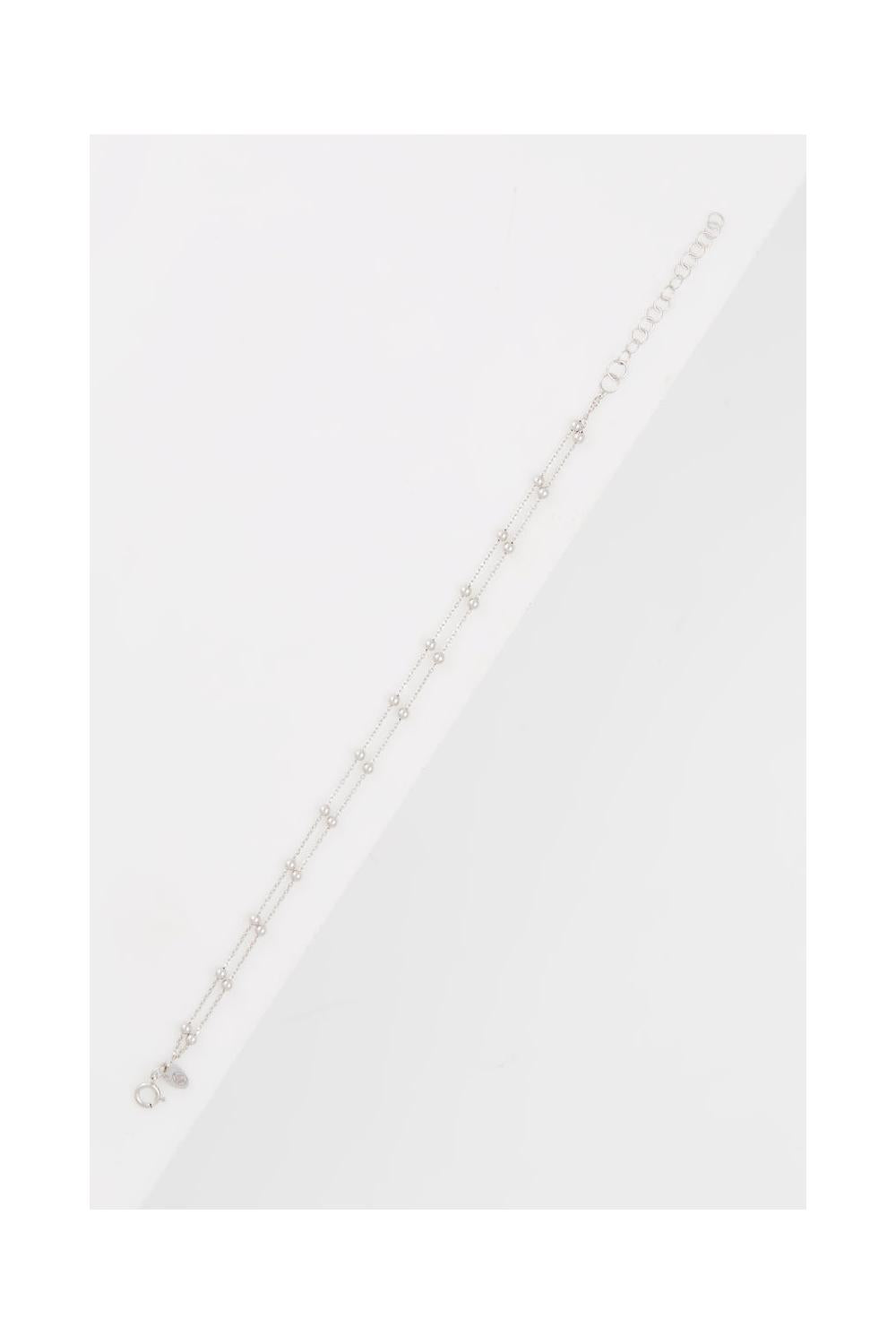 Double Ball Chain Bracelet In 375/1000 White Gold