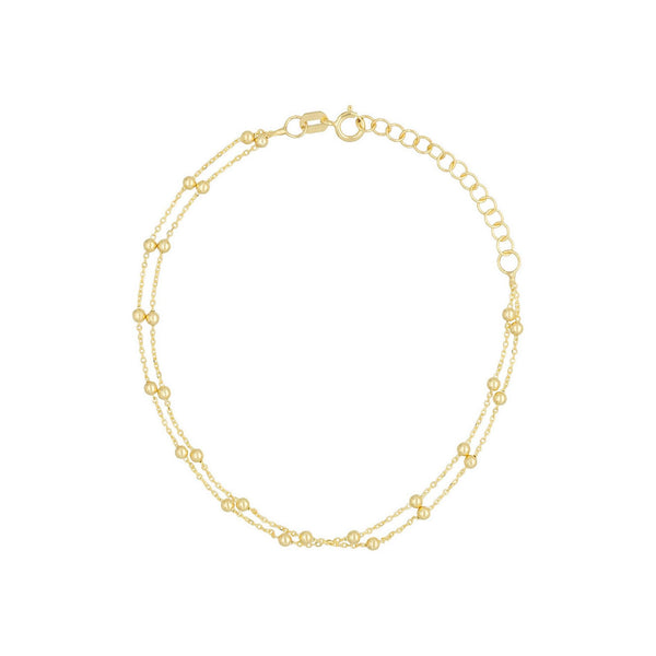 Pulsera De Cadena De Doble Bola En Oro Amarillo 375/1000 - Oro Amarillo 375/1000