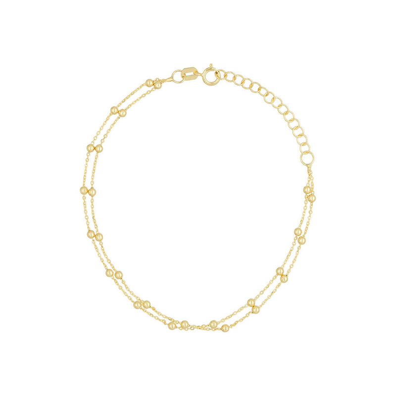 Pulsera De Cadena De Doble Bola En Oro Amarillo 375/1000 - Oro Amarillo 375/1000