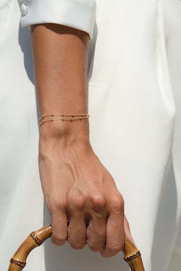 Double Ball Chain Bracelet In 375/1000 Yellow Gold - 375/1000 Yellow Gold