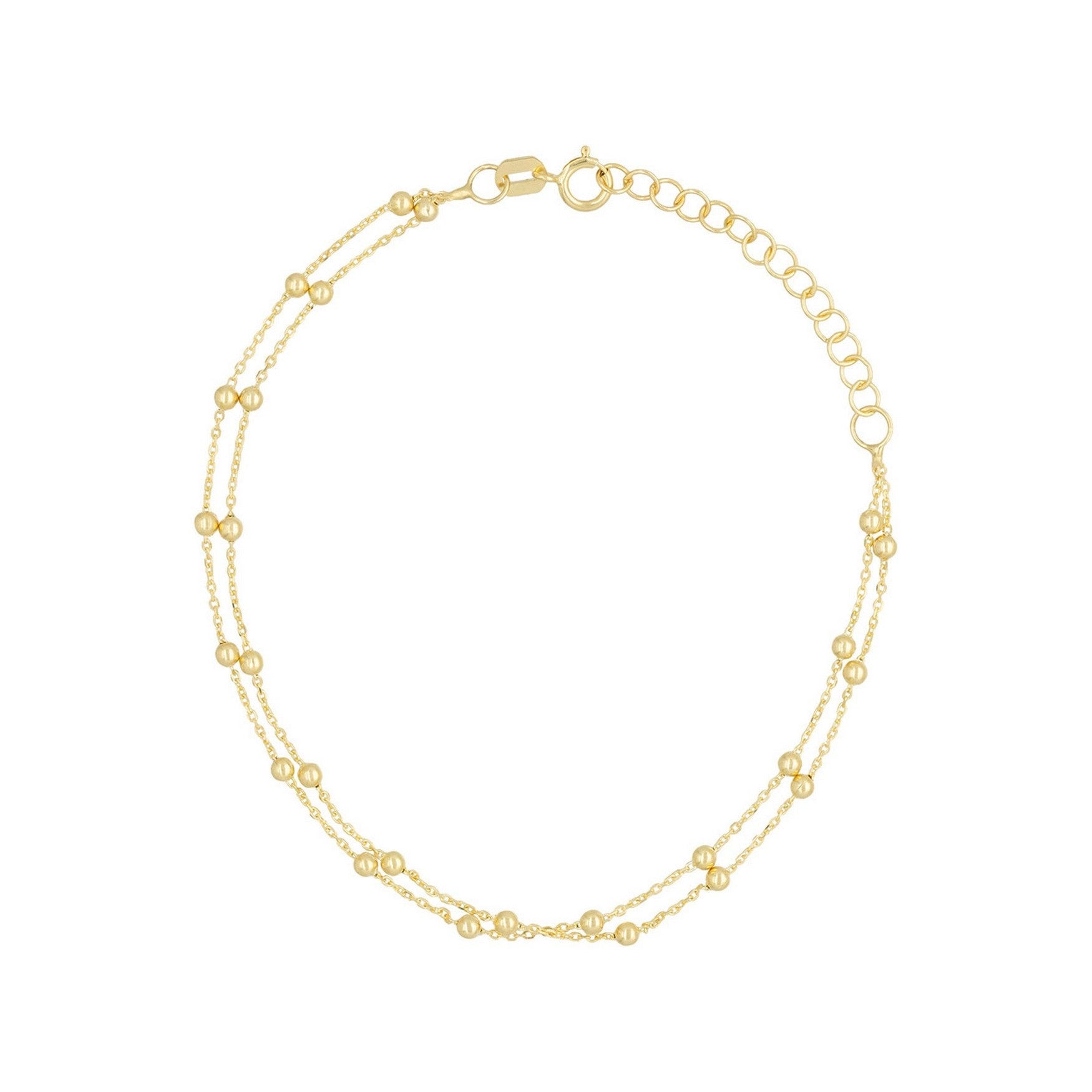 Double Ball Chain Bracelet In 375/1000 Yellow Gold - 375/1000 Yellow Gold