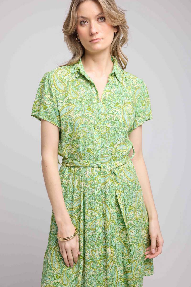 Robe Courte Manches Courtes - Vert
