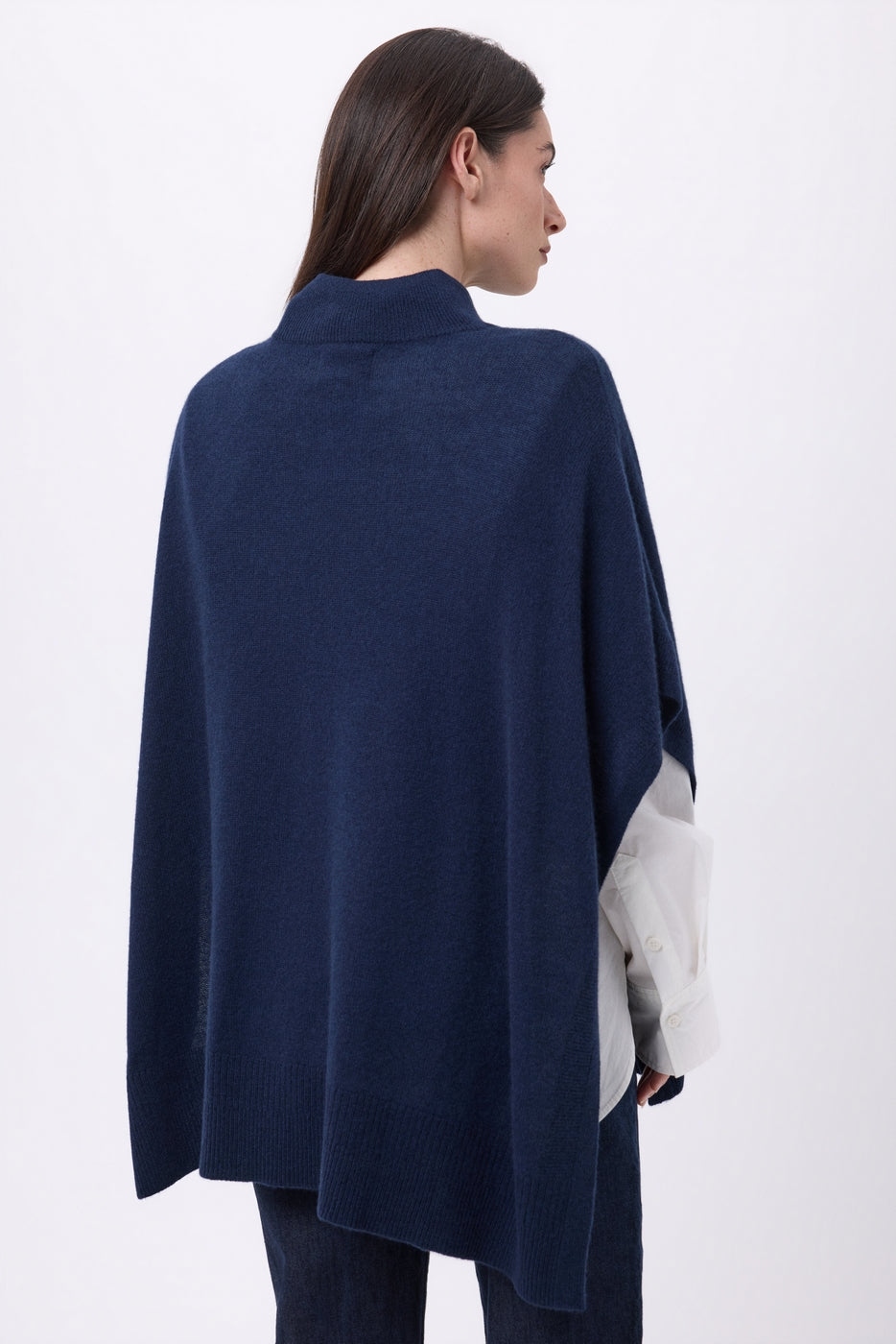 Poncho con botones Reba - Azul marino - Mujer