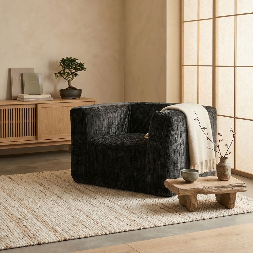 Velvet Armchair - Black