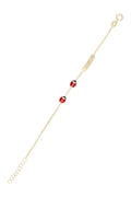 Bracelet Gourmette Enfant "2 Coccinelles" Or Jaune 375/1000