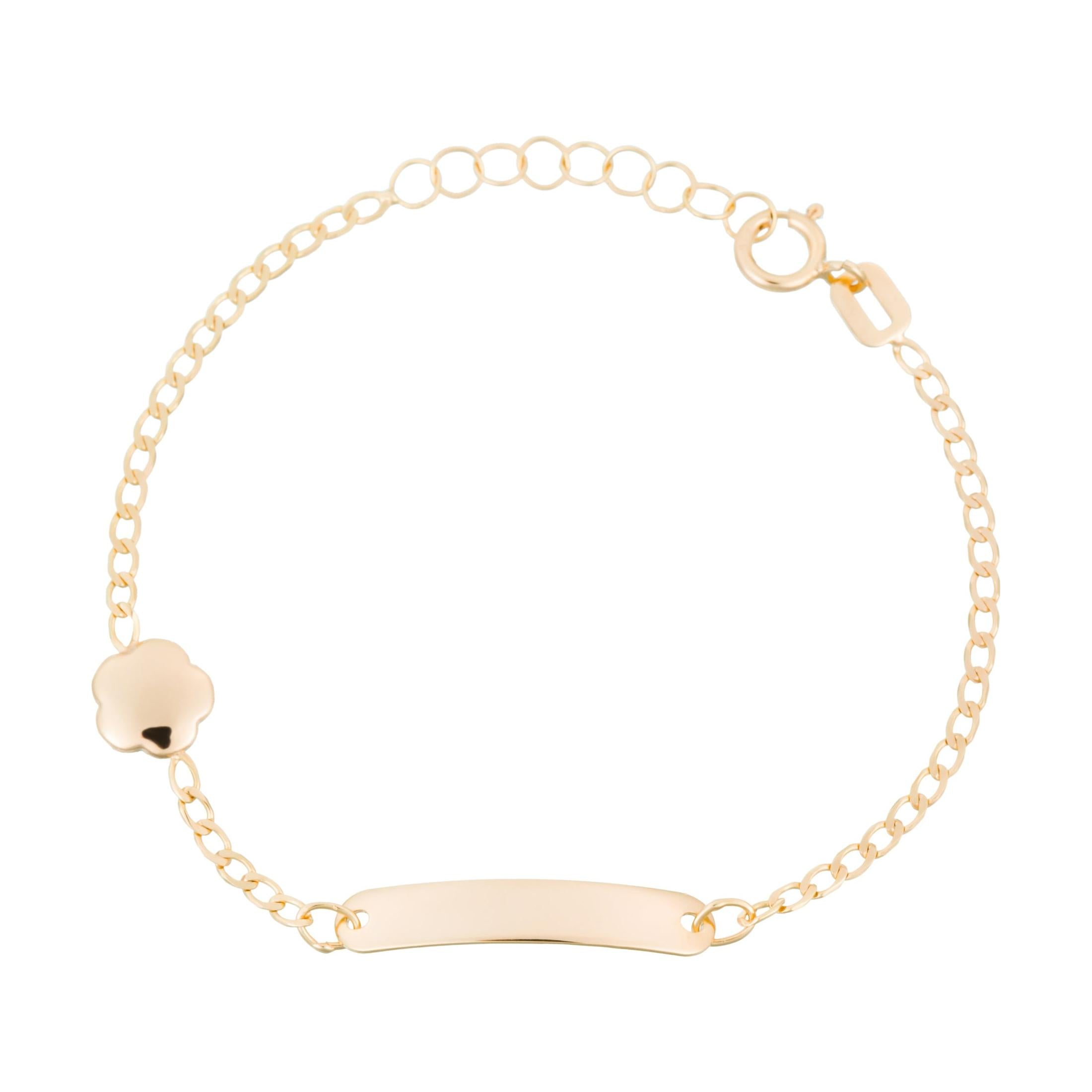 Bracelet Gourmette Enfant "Barre Dorée" Or Jaune 375/1000
