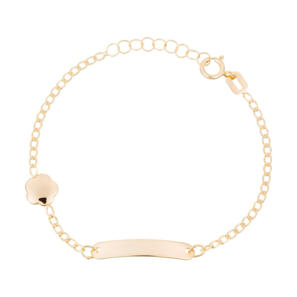 Bracelet Gourmette Enfant "Barre Dorée" Or Jaune 375/1000