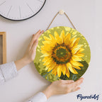 Paint By Numbers On Wooden Disc - Sunflower
