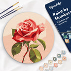 Peinture Par Numéro Sur Disque En Bois - Rose Rouge