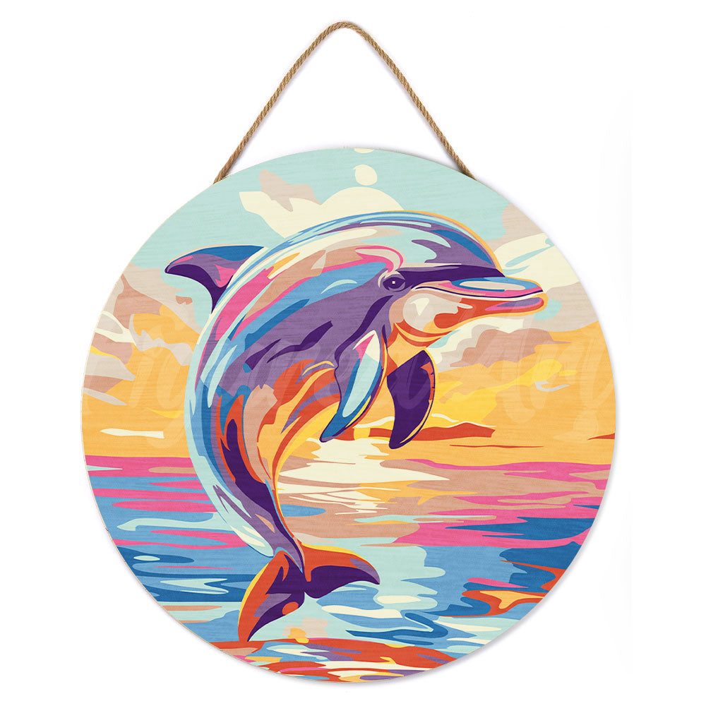 Paint By Numbers On Wooden Disc - Dolphin