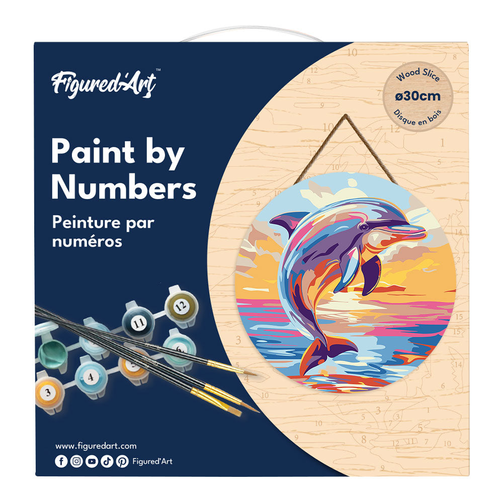 Paint By Numbers On Wooden Disc - Dolphin